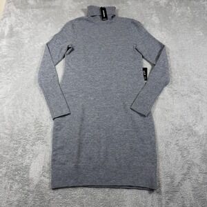 Express Turtleneck Sweater Dress Women XS Gray Long Sleeve Mini Knit Minimal NWT